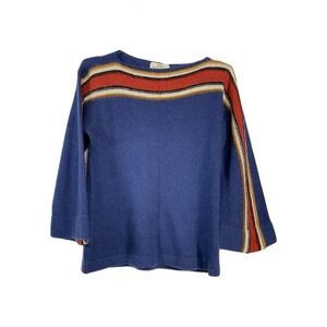 Vintage The Sweater Collection Sweater Womens Large Blue Mohair Blend Striped